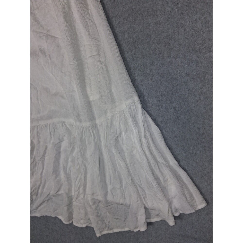 Z Supply Smocked tiered Crinkle Gauze Maxi Dress Size L White Cottagecore Boho - Picture 5 of 12